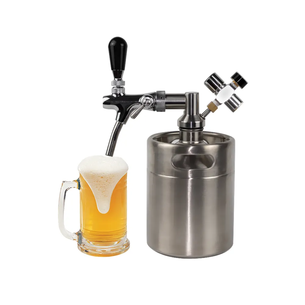 Einfache Aufbewahrung Craft-Bier-Ausrüstung Mini-Bier-Kegel-Spender mit verstellbarem Wasserhahn