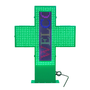 Factory Direct Wholesale 80cm Outdoor Waterproof Green <strong>LED</strong> Pharmacy Cross P5 <strong>Full</strong>-<strong>color</strong> 3D Double-sided <strong>Display</strong> <strong>WiFi</strong> <strong>Control</strong> - Product Image 2