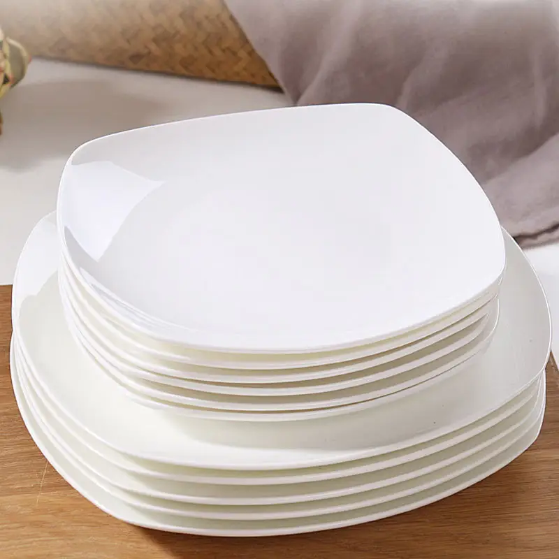 Pratos de cerâmica brancos quadrados impressos personalizados, pratos de porcelana nórdica moderna, bife, restaurante, serviço doméstico, prato de jantar