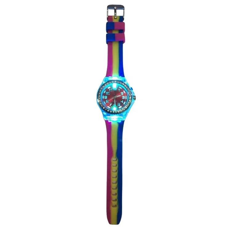 Fashional diamond dial watch 7 color watch color changing dial watch