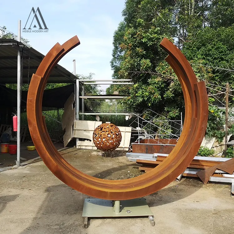226,5 228,5 arco oxidado acero órbita grande al aire libre Corten acero escultura moderno círculo diseño arte para decoración de jardín