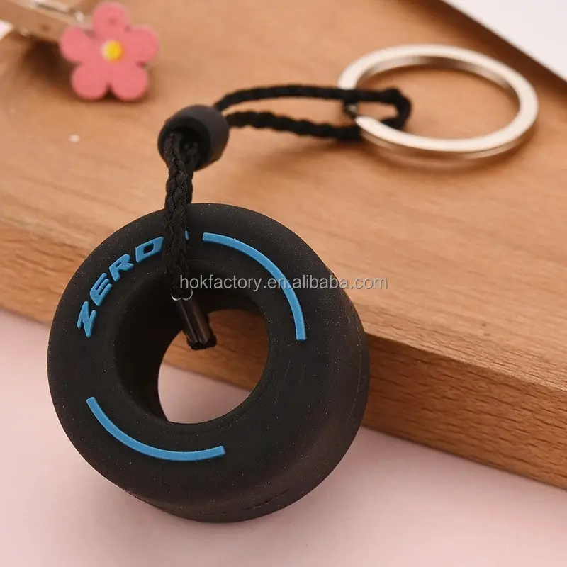 Custom Logo Siliconen Band Sleutelhanger Rubber Band Vorm Sleutelhanger Autowiel Band Sleutelhanger Voor Promotie