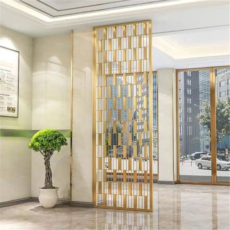 gold or rose gold colour luxury hall partition living room divider design metal steel wall panels