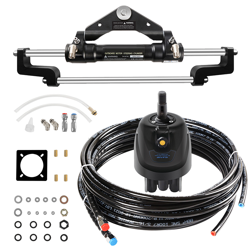 Kit de sistema de dirección hidráulica marina para fueraborda negro de 300 HP