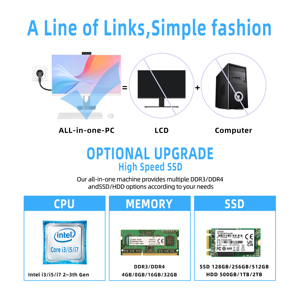 Alto valor precio barato I3 i5 i7 todo en uno PC Gaming CPU conjunto completo de hardware y software todo en un ordenador - Product Image 3