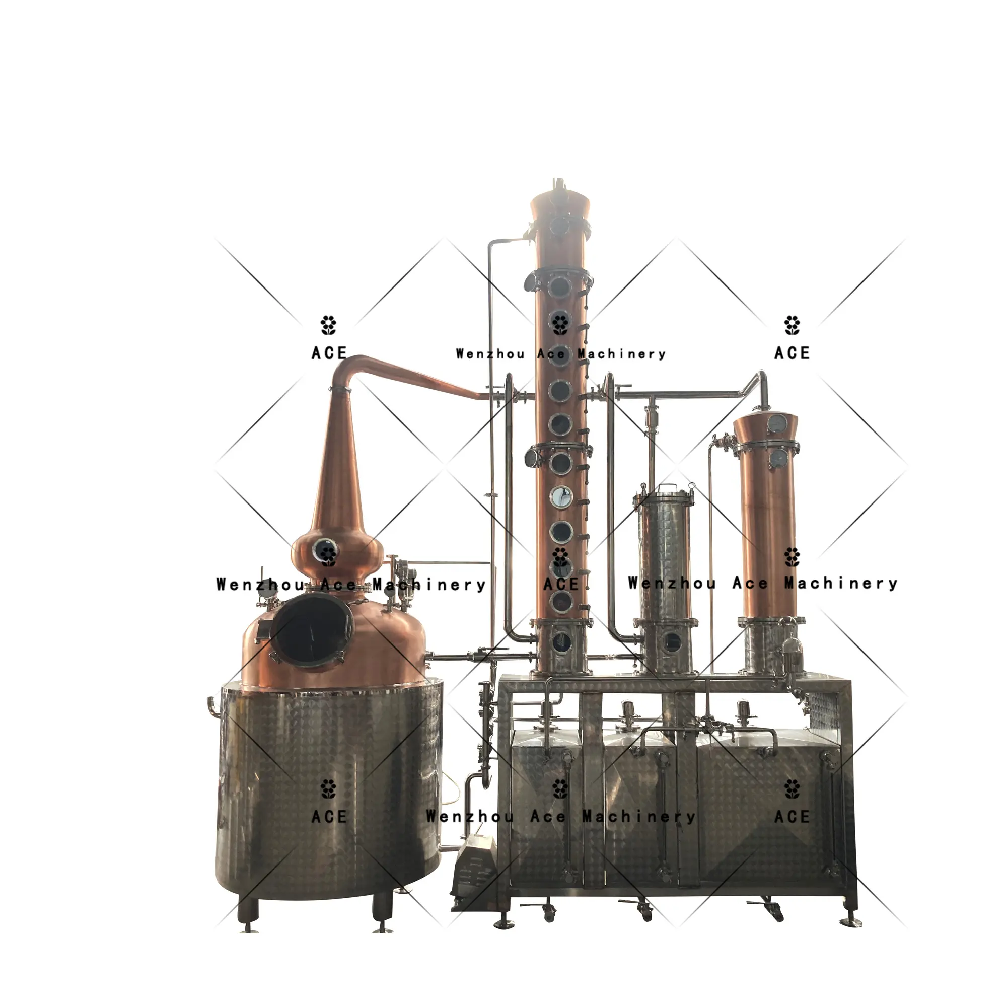 Ace Whisky/Gin Säule Stillgeister/Ethanol Destillationszubehör Mondbrenner Rückfluss Destillation Rot Kupfer Destillerie