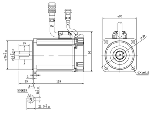 80MM 3000 U/min 1000W 48V 25A Nenn drehmoment 3,2 Nm Bürstenloser DC-Servomotor mit Treiber und 3M Kabeln - Product Image 2