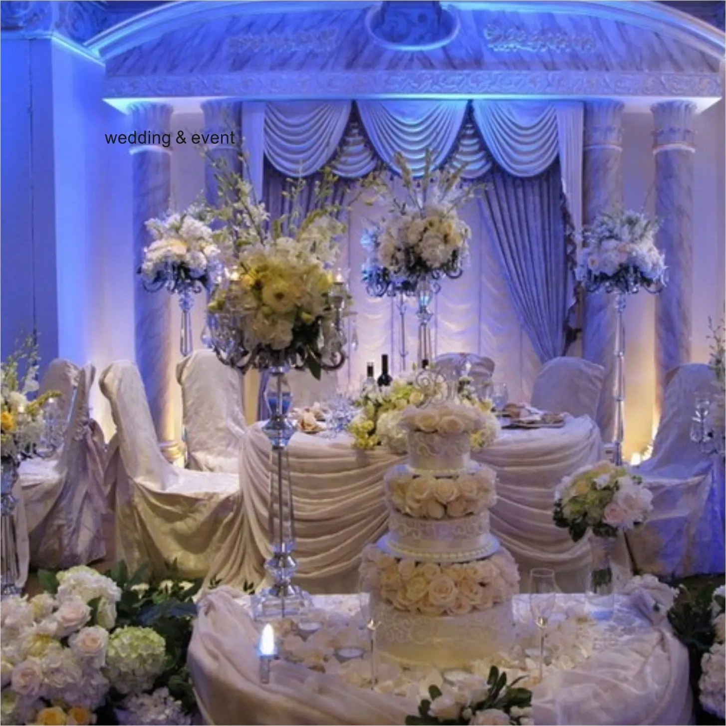 Magnifique candélabre en cristal de décoration de mariage mandap indien