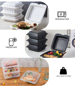 FULING 3 bölme 8 inç siyah MFPP tek kullanımlık çıkar yemek kabı menteşeli gıda kabı kapaklı konteyner çıkar - Product Image 5