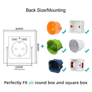 Usb c插座2插头快速充电器端口欧洲开关5/9/12v电源插座，带usb - Product Image 5