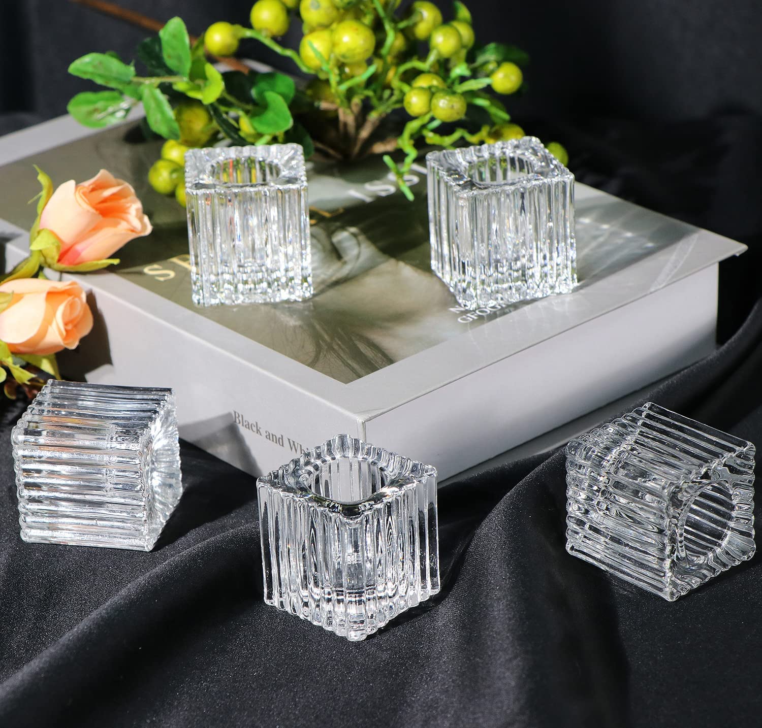 0.98''Taper Candle Holders Small Glass Candlestick Holders Clear Glass Candle Holders