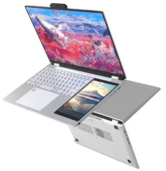 Laptop ganda Intel Celeron N95 Win 11 32GB RAM 2TB SSD 15.6 + 7 inci layar sentuh Laptop bisnis Notebook komputer untuk siswa
