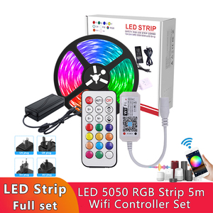 フルセットスマートライトストリップLEDコントローラーWifiIRRFリモート調光 & EU/AU/UK/USプラグ電源アダプター & 5M SMD 5050 RGB150ランプ - Product Image 2