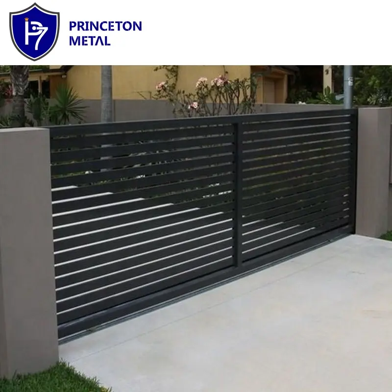 Porte battante en aluminium enduit de poudre de conception de haute qualité et porte principale coulissante et clôture à lattes