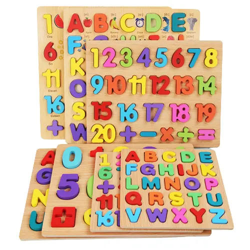 Crianças Criança Inglês Montessori Board Alfabeto ABC Letter and Number Kids Educacional Learning Toys Wooden Puzzle Board