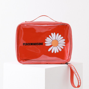 Yeni varış özel Logo şeffaf su geçirmez tuvalet kozmetik depolama temizle makyaj kılıfı papatya Pvc kozmetik güzellik çantası - Product Image 4