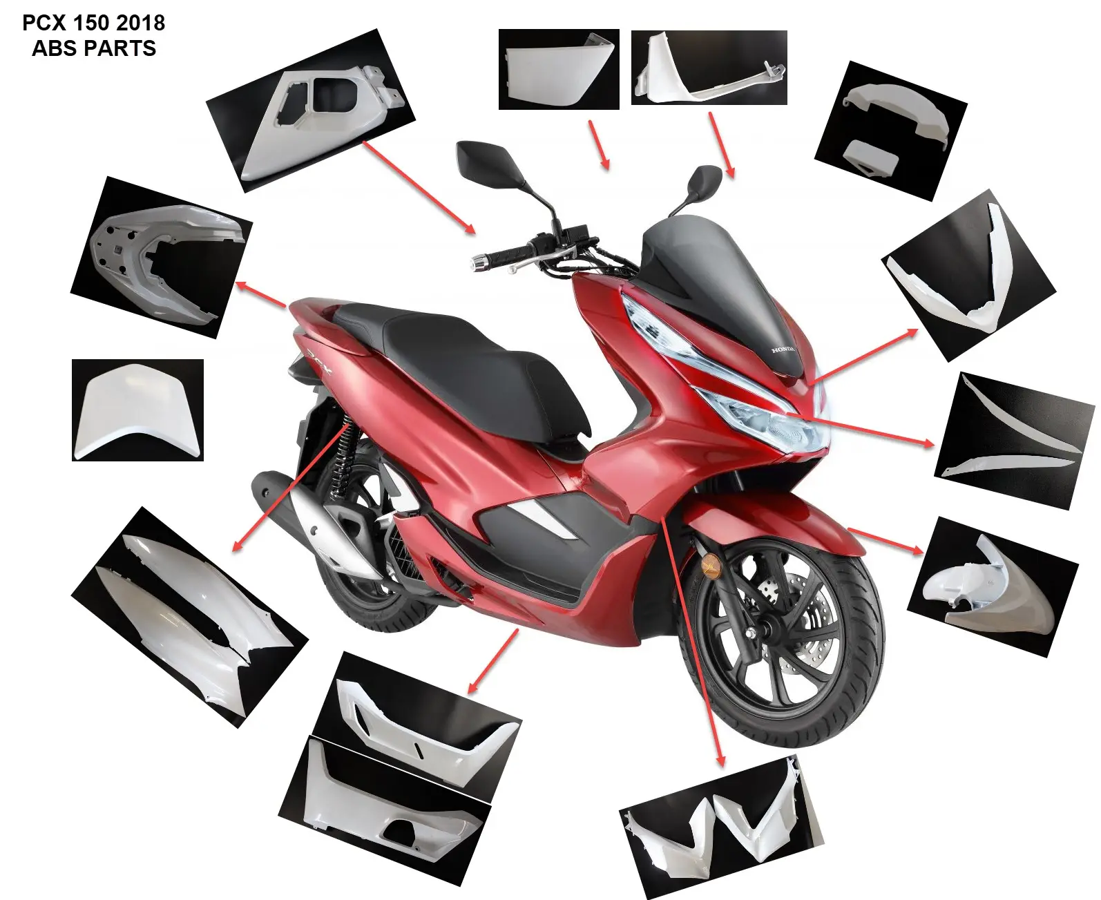 Kit de carenagem de plástico ABS PCX 150 2018 2019 PCX 125 2020 conjunto de peças para acessórios de scooters Honda