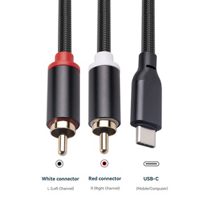 Decodificación incorporada tipo-c USB a dual RCA macho video audio cable 24Bti negro RCA a tipo cable tipo trenzado de nylon a RCA macho - Product Image 3