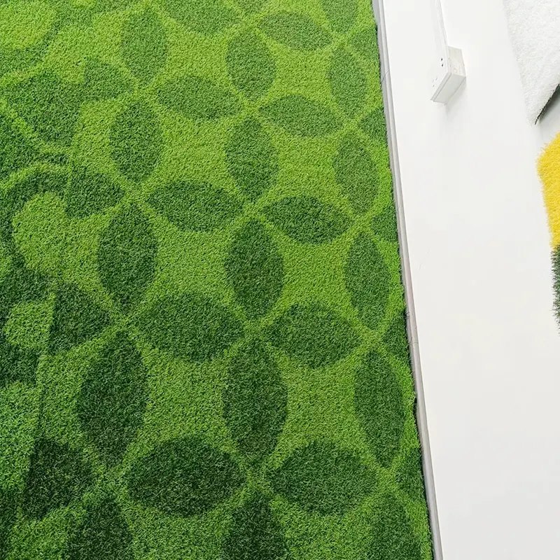 Zemin dekorasyon için yeşil halı 3D desen yapay çim