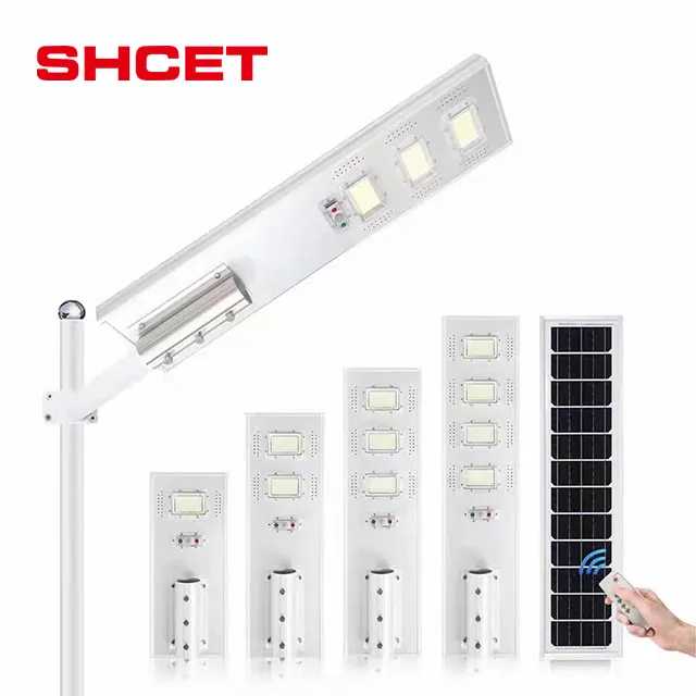 2022 nuovo lampione stradale a celle solari a led per esterni con sensore di movimento 30w 60w 90w 200w 300w tutto in un palo telecomando integrato