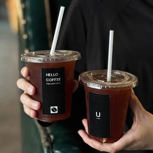 カスタマイズ可能な市販の使い捨てプラスチックカップ透明蓋コーヒーレモンティーアイスクリームテイクアウト包装ペット冷たい飲み物