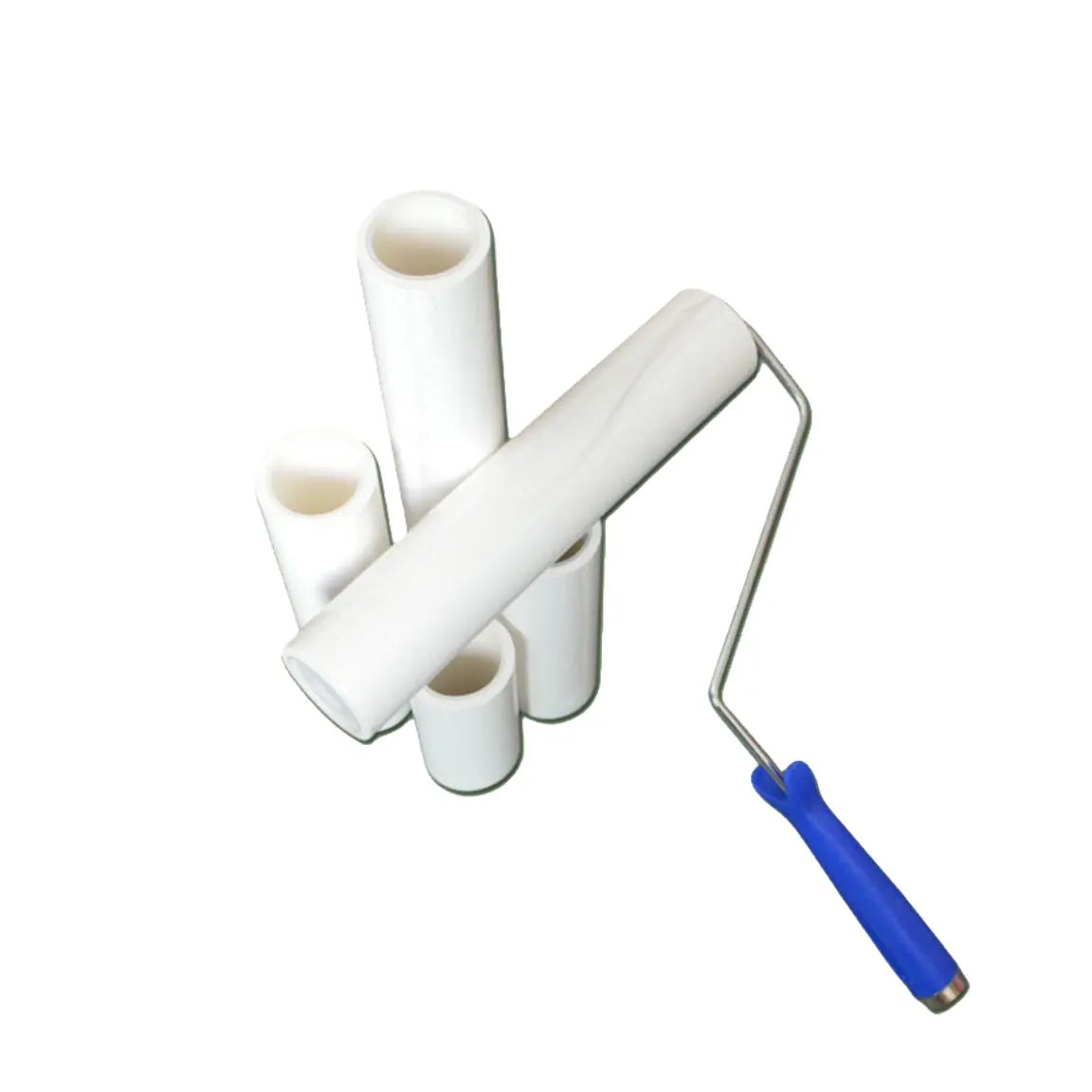 Tinggi Tack debu putih biru perekat pakaian serat membersihkan tongkat perekat PE bersih ruangan menangani serat Roller