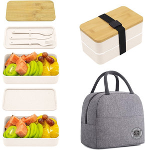 Japon tarzı yemek kabı çerçeve yalıtım çift katmanlı büyük kapasiteli mikrodalga plastik taze tutma Bento kutu seti - Product Image 2