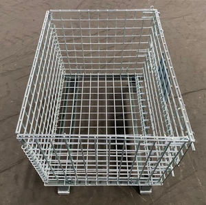 Contenedor de malla de alambre de almacenamiento de metal Jaula de palé de malla de alambre plegable de acero galvanizado apilable - Product Image 1
