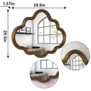 Trang trí nội thất đám mây đồng cổ tường gương phóng túng trang trí lượn sóng gương trang trại hình dạng trừu tượng cong gương - Product Image 2
