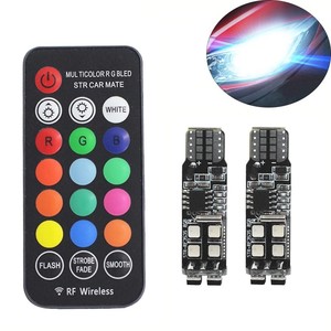 ไฟ LED สำหรับรถยนต์ T10สี RGB 3535 10smd พร้อมรีโมทควบคุมการระเบิดกระพริบโคมไฟกว้าง DRL - Product Image 1