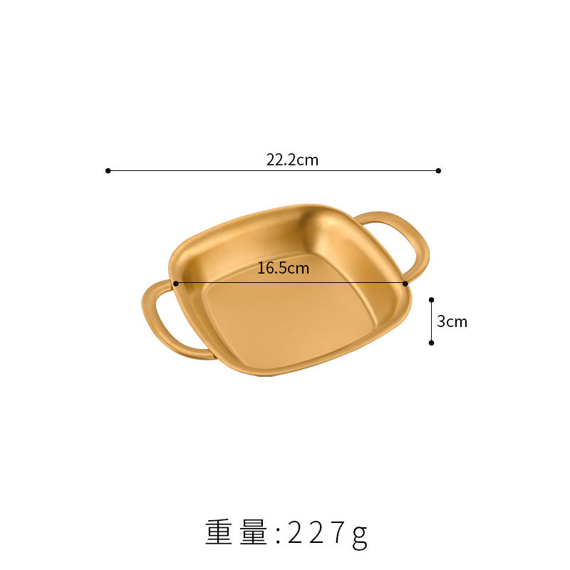 Assiette carrée de 16 cm avec ouverture inversée (couleur or avec poignées)
