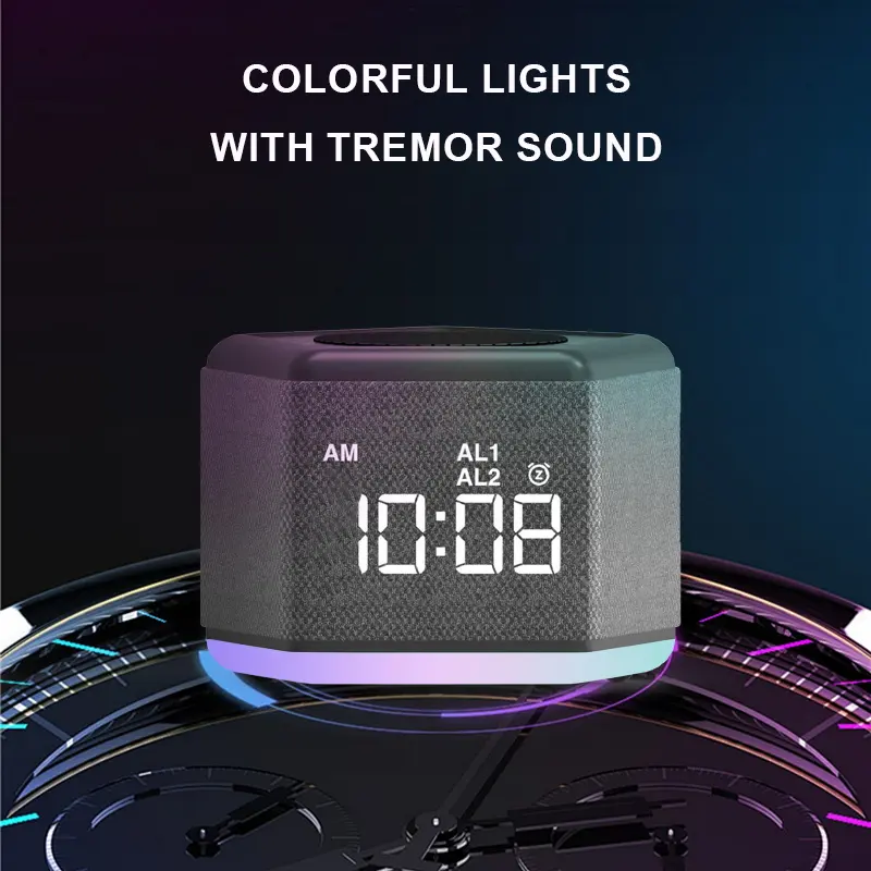 2024 new Wholesale Colorful light Subwoofer Strong Endurance 5W Wireless Portable BT Speaker with Clock