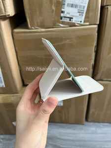 SAIYII高品质折叠白色Pu皮革口袋镜子定制标志便携式站立旅行Pu化妆镜 - Product Image 3