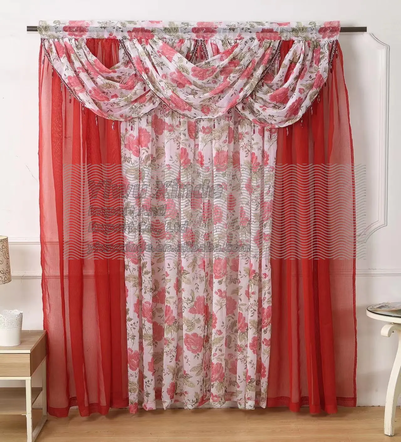 Cortinas de algodão estampadas longas para janelas de quartos e salas de estar, cortinas florais estilo linho com filtro de luz, 5 unidades