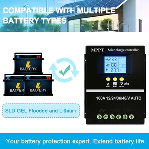 60A 80A MPPT regolatore di carica solare 12V 24V 36V 48V Display LCD batteria pannello solare regolatore intelligente per piombo-acido/litio - Product Image 3