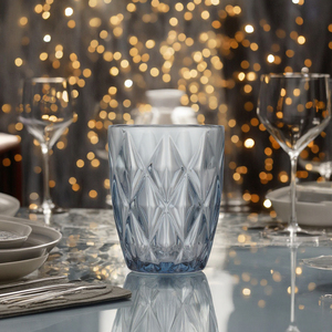 280ml Classic and Cute <strong>Blue</strong> Pattern Glass Tumbler Water and Whisky <strong>Cup</strong> With Customizable Logo for Parties Boxed - Product Image 3