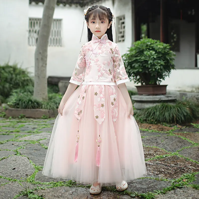 女の子ハンフーキッドタンハンフー卸売中国のコスチュームドレス伝統的なキッドタンハンフー女の子のための