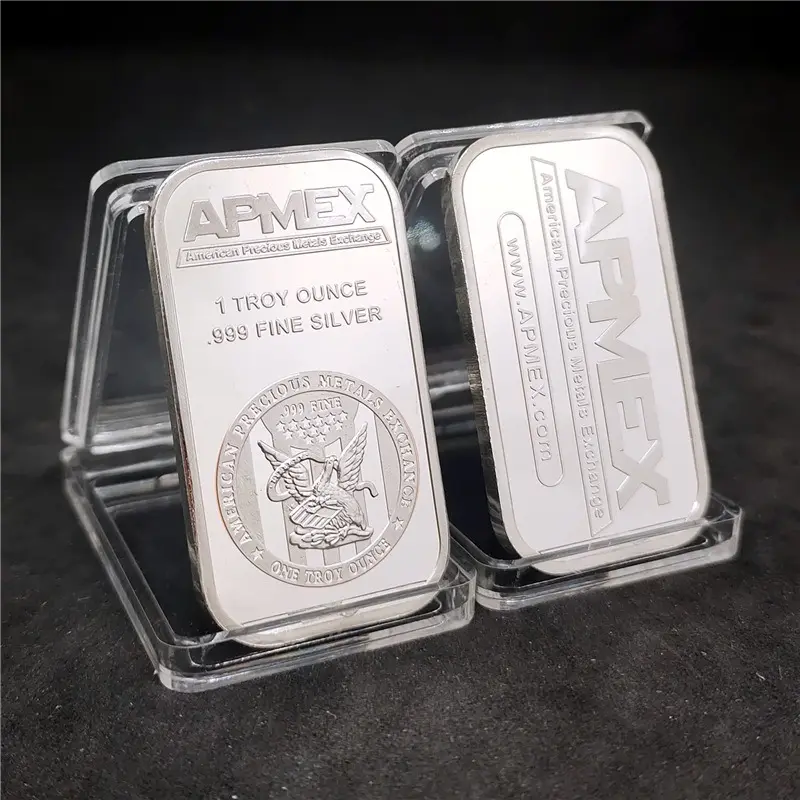 Barra de plata de Metal puro en forma de lingote, moneda conmemorativa de aleación pura de 24k, personalizable, chapado en oro sólido auténtico