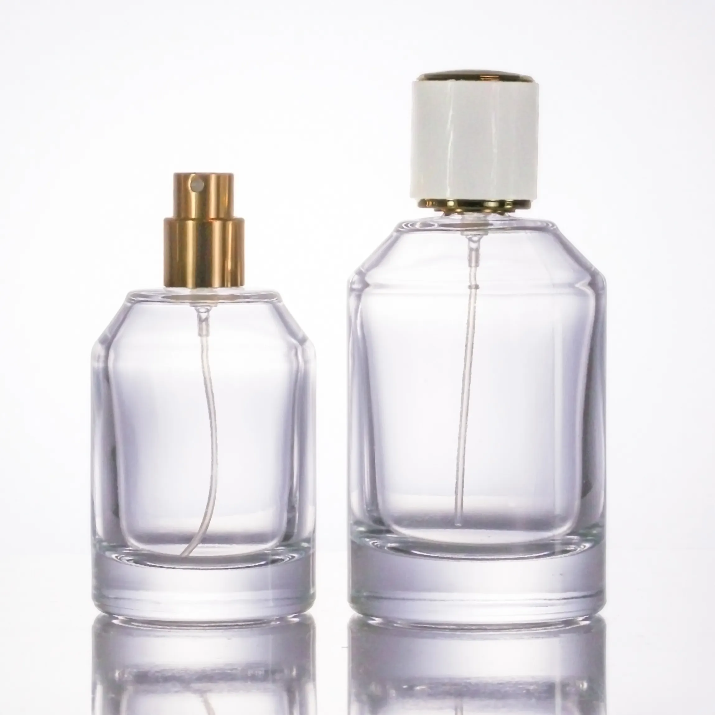 Clear Crimp Neck Fine Mist Spray Frasco De Perfume Miniatura Texturizada Tampa 30ml 50ml 100ml Garrafa De Perfume De Vidro