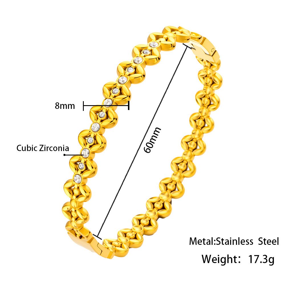 Bracciale in oro con zirconi e set di collegamenti floreali Hmsz134-860mm