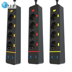 Regleta de alimentación de escritorio de la UE con 4 enchufes de interruptor independientes y 2 enchufes universales multifunción de extensión USB/1 tipo C - Product Image 4