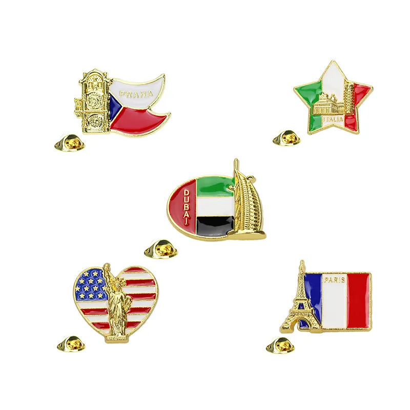 Épingle personnalisée de costume américain et canadien, chapeau en métal, main nationale du monde saoudien, doux, magnétique, pays, Iran, Badge de drapeau en émail, épingle de revers