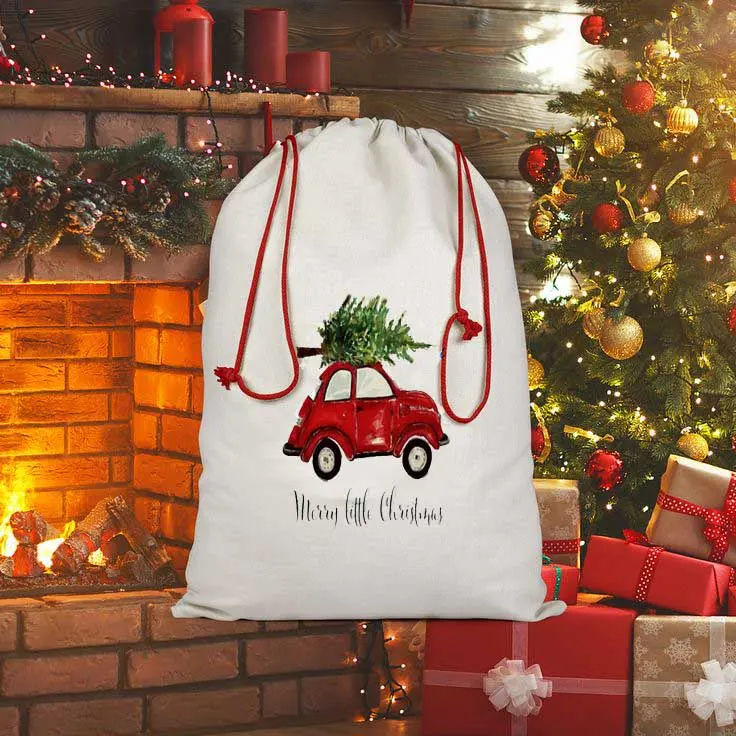 RubySub tas serut sublimasi Linen kantung Santa Natal untuk hadiah Natal tas permen