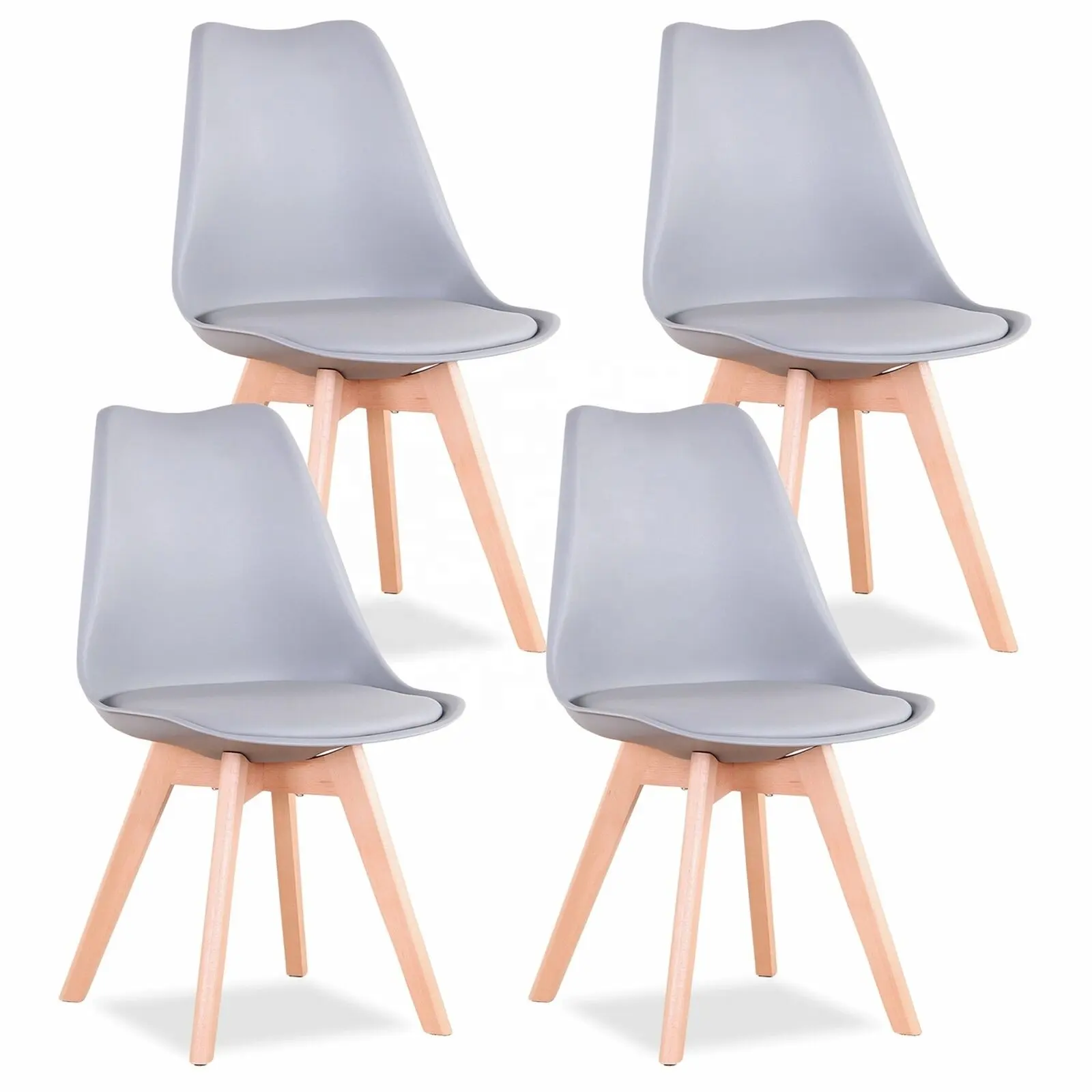 Silla de comedor tulipano con asiento acolchado Eiffell Sillas con patas de madera ispirando in original