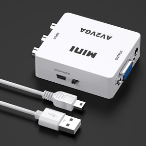 Mini adaptador profesional OEM AV2VGA convertidor de vídeo RCA a VGA con adaptadores y conectores CVBS de audio de 3,5mm para uso en PC y portátiles - Product Image 2