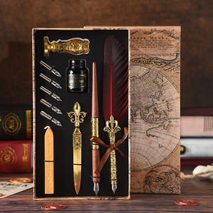 Avrupa Retro tarzı kaligrafi Quill hediye seti paslanmaz çelik İpucu finans için divit kalem iş mühür damga ve sızdırmazlık balmumu - Product Image 2