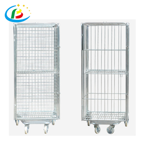 Customized Design 4 Sided Galvanized Security Metal <strong>Nesting</strong> Warehouse Storage Steel Wire Mesh Roller Cage Trolley <strong>Container</strong> - Product Image 2