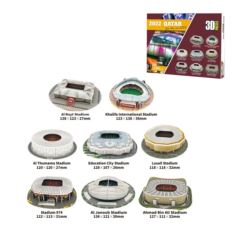 Hoge Kwaliteit Montessori 3d Gebouw Speelgoed Santiago Bernabeu Miniatuur Voetbalstadion Model Puzzel