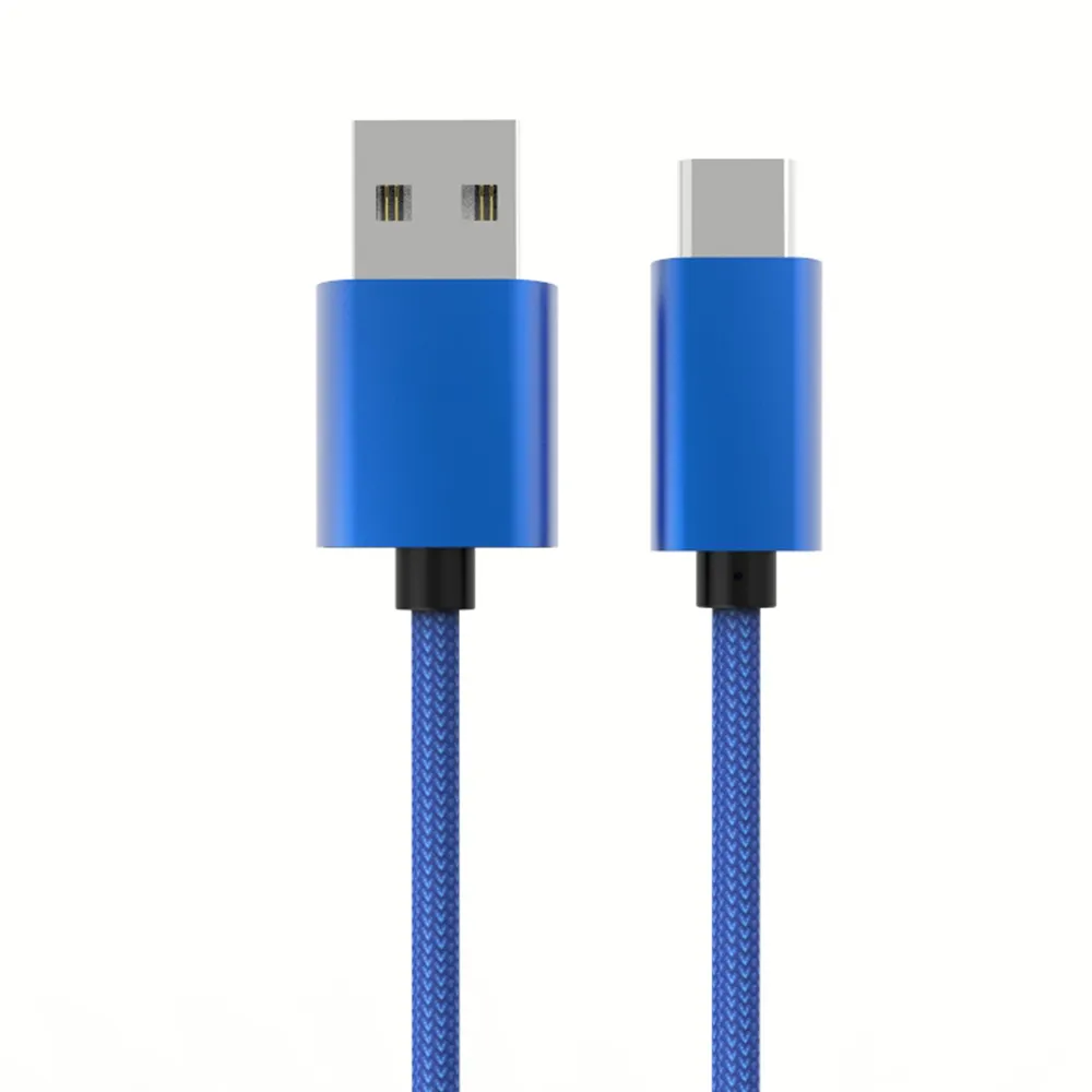 Cabo de carregador usb tipo c azul, para usb 2.0, trançado, compatível com samsung galaxy s10 s9 s8 s20 plus a51 a11