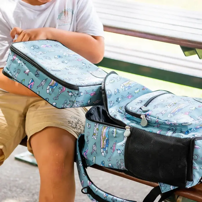 Schöne blaue Muster-Rücksäcke für Jungen Grundkinder Kindergarten Schüler Rucksack mit Mittagessen-Tasche 2 in 1 Zurück zur Schule Rucksack-Set